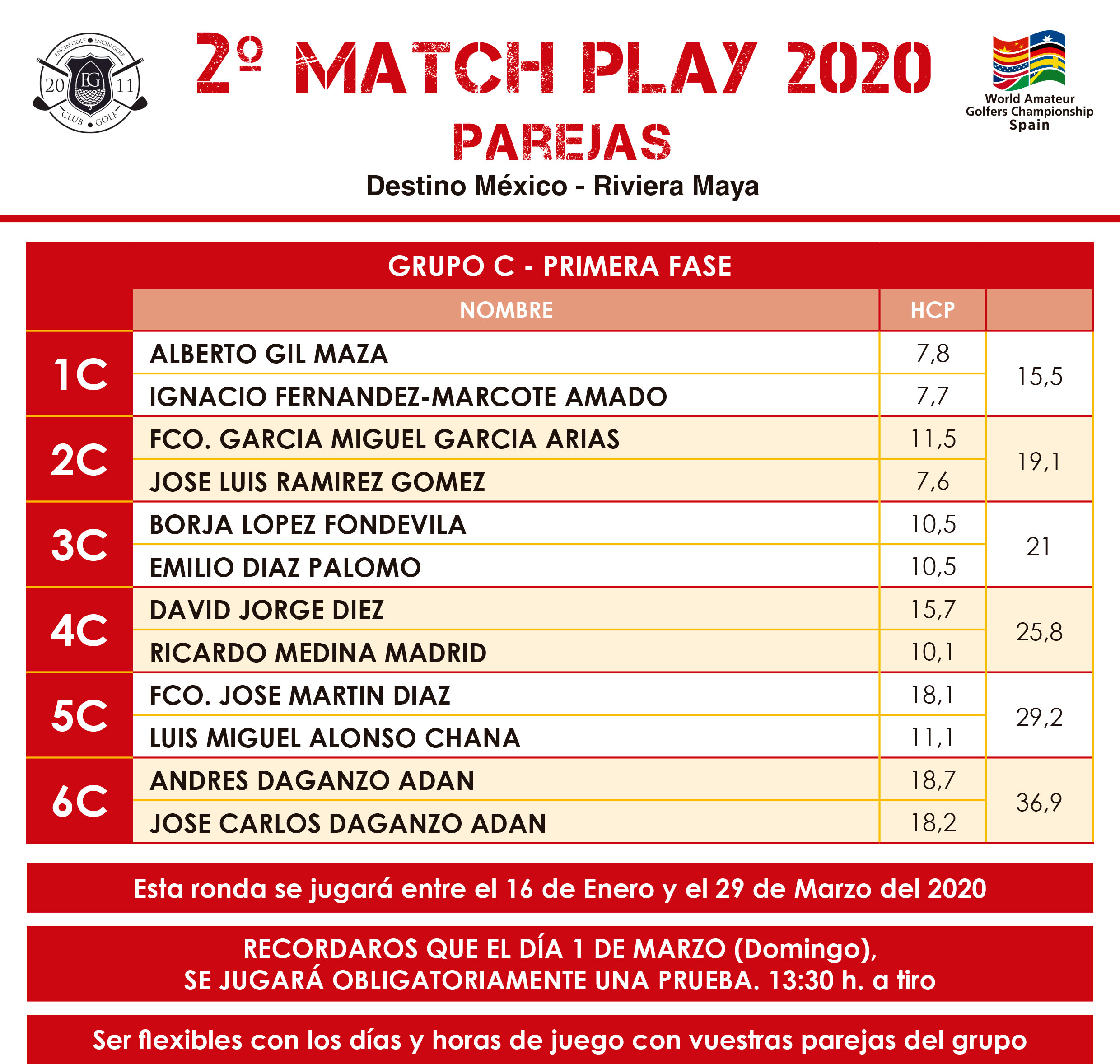 WAGC SPAIN - MATCH PLAY 2020 PAREJAS - 1ª FASE - GRUPO C