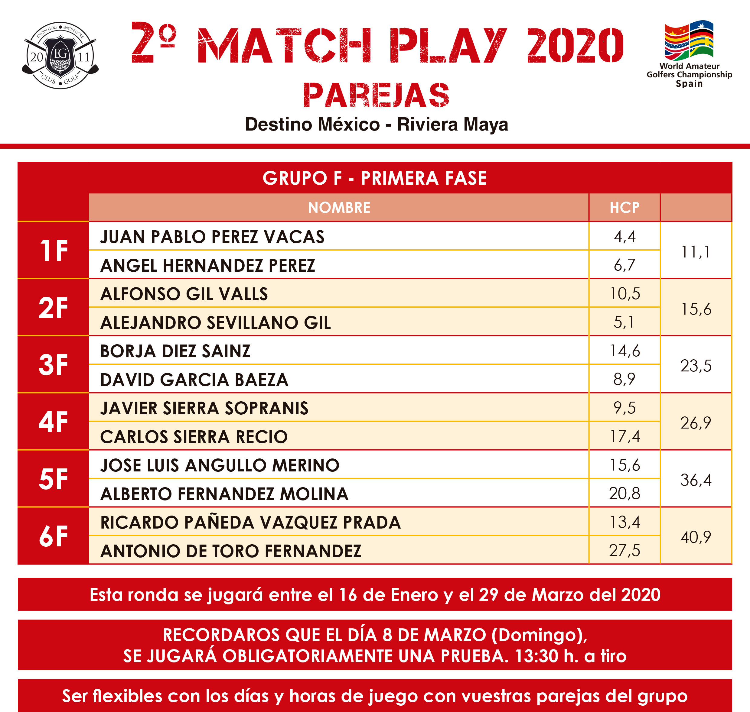 WAGC SPAIN - MATCH PLAY 2020 PAREJAS - 1ª FASE - GRUPO F