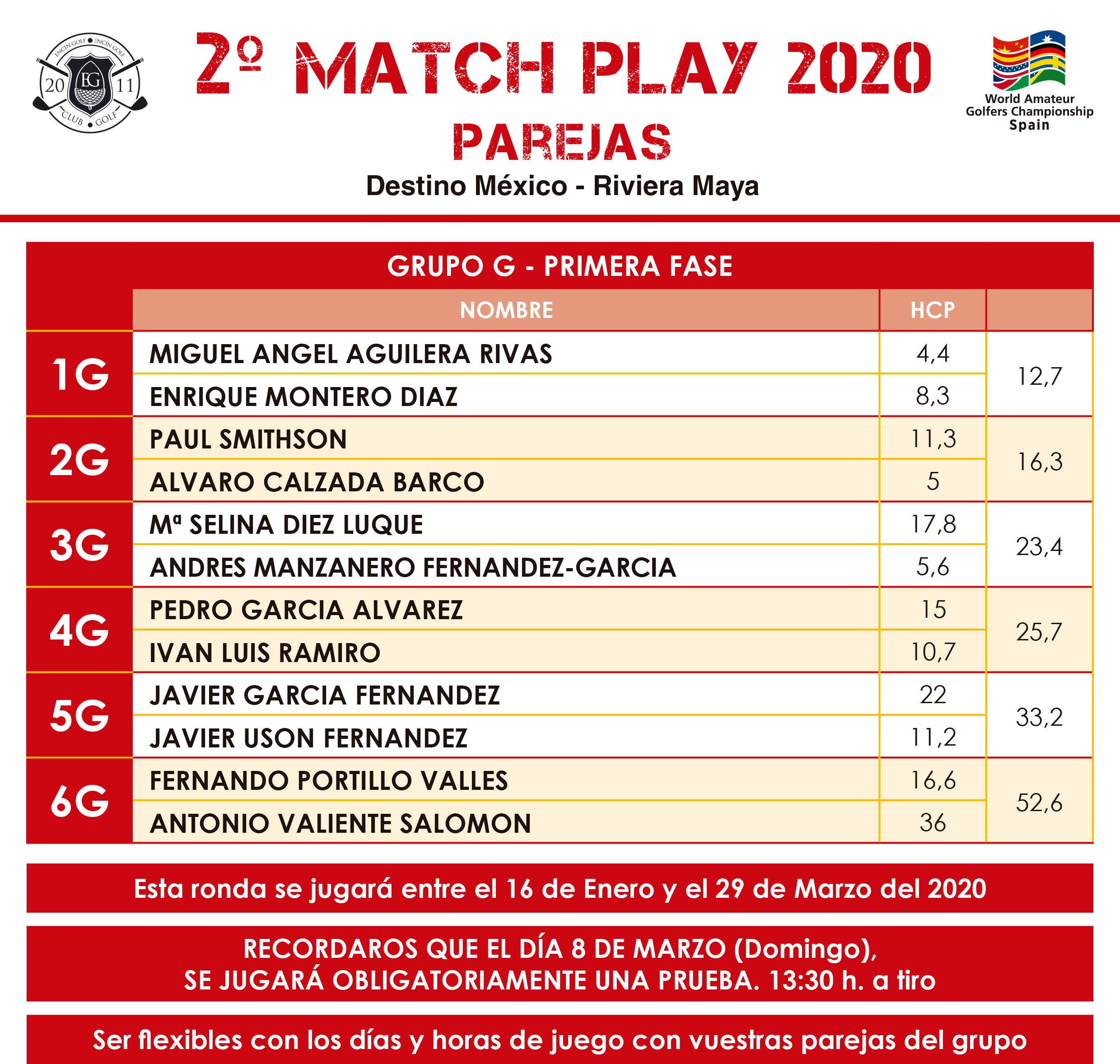 WAGC SPAIN - MATCH PLAY 2020 PAREJAS - 1ª FASE - GRUPO G